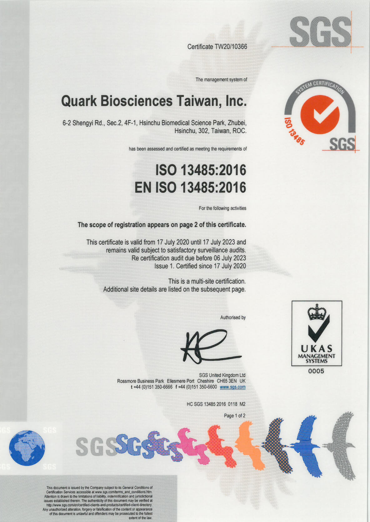 QuarkBio ISO 13485 Certificate